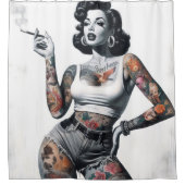 レトロ入れ墨 シャワーカーテン (正面)