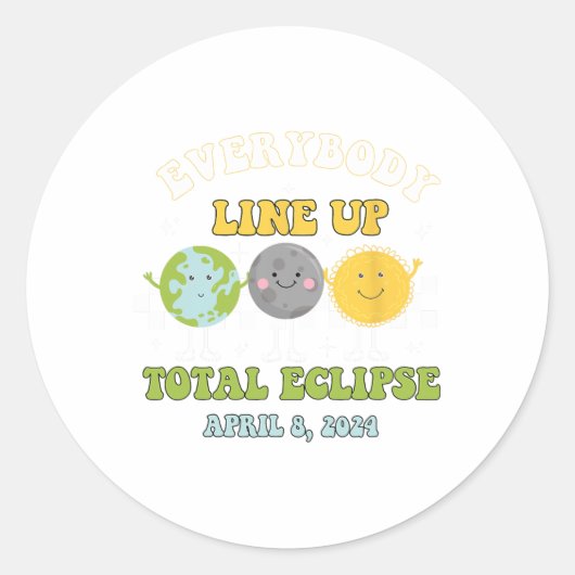 レトロ全員がEclipse 2024太陽のの全体表示 ラウンドシール (正面)