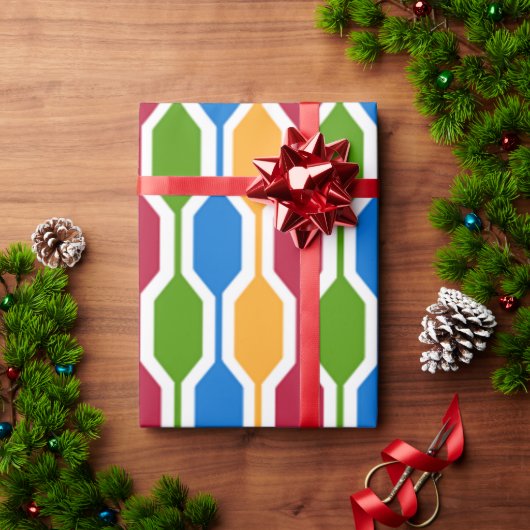 レトロ六角形 ラッピングペーパー (クリスマスギフト)