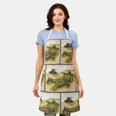 レトロ兵士および戦車 エプロン (着用した状態)