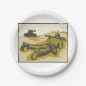 レトロ兵士および戦車 ペーパープレート (正面)