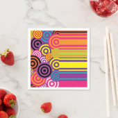 レトロ円とストライプスタイル60のパターン スタンダードカクテルナプキン (インサイチュ)