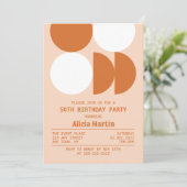 レトロ円ジオメトリオレンジパターン誕生日 招待状 (スタンド正面)