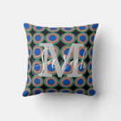 レトロ円ジオメトリモノグラム名 クッション (裏面)