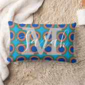 レトロ円ジオメトリモノグラム名 ランバークッション (ブランケット)