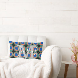 レトロ円ジオメトリモノグラム名 ランバークッション