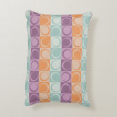 レトロ円チェッカーパターンパープルミントグリーン アクセントクッション (裏面(縦))