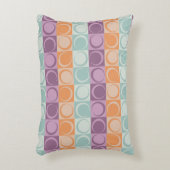 レトロ円チェッカーパターンパープルミントグリーン アクセントクッション (正面(垂直))