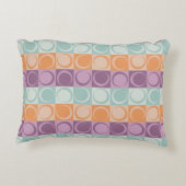 レトロ円チェッカーパターンパープルミントグリーン アクセントクッション (裏面)