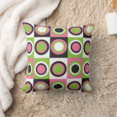 レトロ円パターンピンクグリーン白黒 クッション (ブランケット)