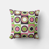 レトロ円パターンピンクグリーン白黒 クッション (正面)