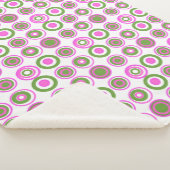 レトロ円マゼンタピンクグリーン（白） シェルパブランケット (3/4)