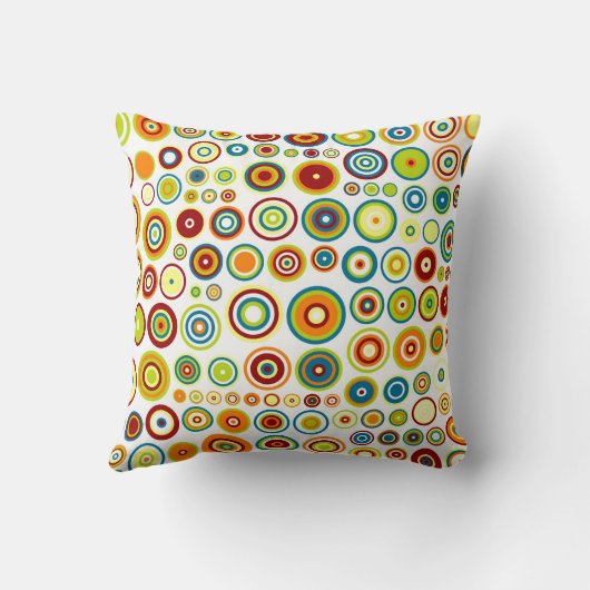 レトロ円モザイクパターン |シームレスなリングや輪 クッション (裏面)