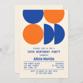 レトロ円幾何学模様ミルク誕生日 招待状 (正面/裏面)