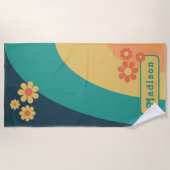 レトロ円弧フローラ名 ビーチタオル (正面)