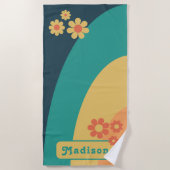 レトロ円弧フローラ名 ビーチタオル (正面)