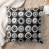 レトロ円白黒 クッション (ブランケット)