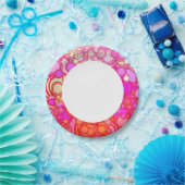 レトロ円 ペーパープレート (パーティー)