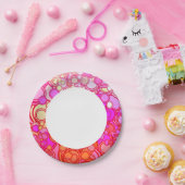 レトロ円 ペーパープレート (パーティー)