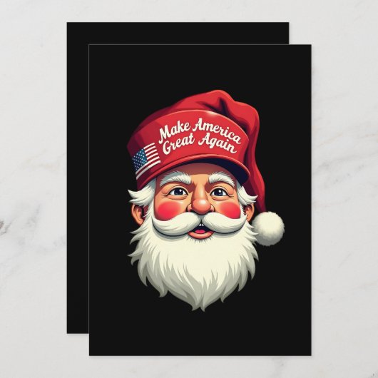 レトロ再びクリスマスを素晴らし作るトランプクリスマス 招待状 (正面/裏面)