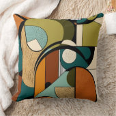 レトロ再生 | オリーブ抽象芸術パターン クッション (ブランケット)