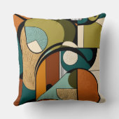 レトロ再生 | オリーブ抽象芸術パターン クッション (裏面)