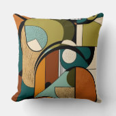 レトロ再生 | オリーブ抽象芸術パターン クッション (正面)