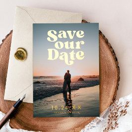 レトロ写真の保存日付 箔招待状