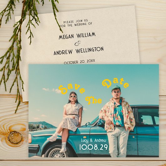 レトロ写真の結婚式の日付を保存 セーブザデート