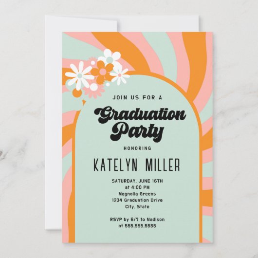 レトロ写真卒業招待状 招待状 (裏面)