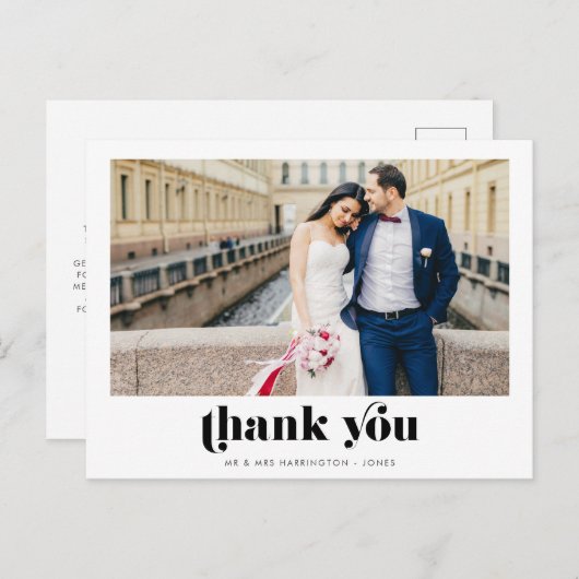 レトロ写真結婚の感謝はがき ポストカード (正面/裏面)