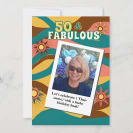 レトロ写真50歳の誕生日70年代スタイル 招待状