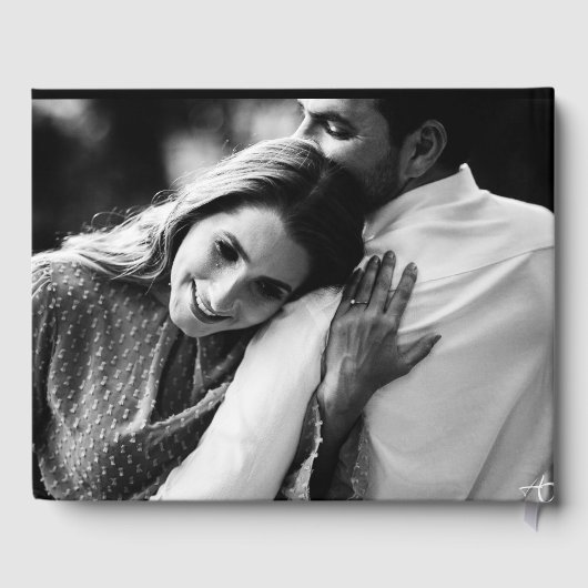 レトロ写真70年代のストライプ結婚式招待状 ゲストブック (裏面)