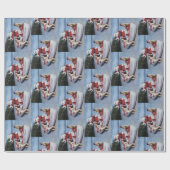 レトロ写真：サンタクロースがボートで贈り物を運ぶ ラッピングペーパー (フラット)