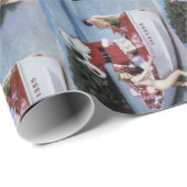 レトロ写真：サンタクロースがボートで贈り物を運ぶ ラッピングペーパー (ロールコーナー)