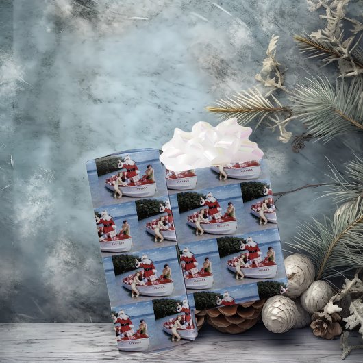 レトロ写真：サンタクロースがボートで贈り物を運ぶ ラッピングペーパー