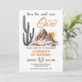 レトロ写真How The West Was One 1 Birthday 招待状 (スタンド正面)