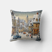 レトロ冬の街並み クッション (裏面)