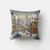 レトロ冬の街並み クッション (正面)