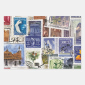 レトロ切手 ラッピングペーパーシート (正面3)