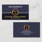 レトロ列フェイク金ゴールド電源プラグ電気技師 名刺 (正面/裏面)