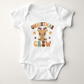レトロ初めてのクリスマスのいとこのクルーかわいいトナカイ ベビーボディスーツ (正面)