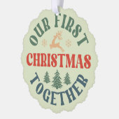 レトロ初めてのクリスマス結婚した記念 オーナメントカード (左)