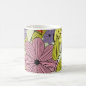 レトロ初期のフラワースケッチ コーヒーマグカップ (中央)