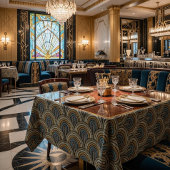 レトロ刺繍アークパターンテーブルクロス テーブルクロス