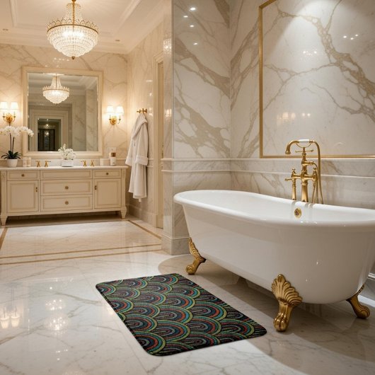 レトロ刺繍アーク模様 バスマット