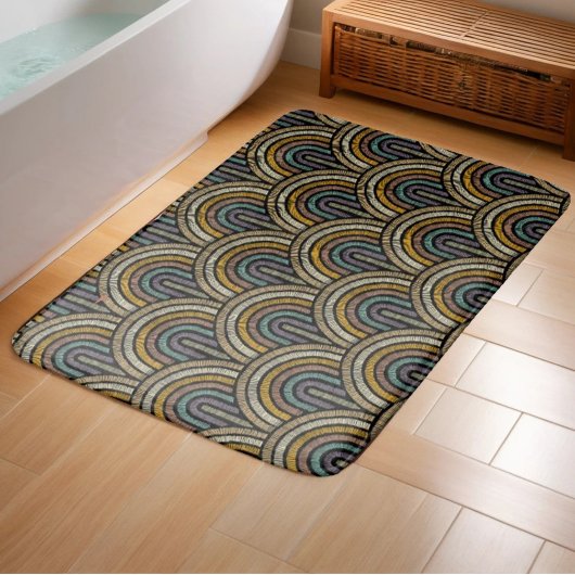 レトロ刺繍アーク模様 バスマット