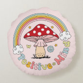 レトロ前向きマッシュルームボホヒッピー装飾用クッション ラウンドクッション (裏面)