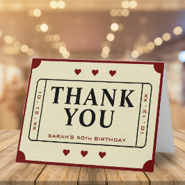 レトロ劇場映画チケットスタブ50誕生日 サンキューカード