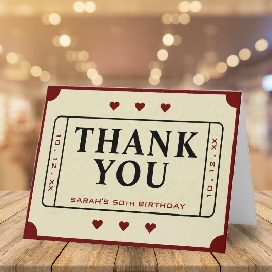 レトロ劇場映画チケットスタブ50誕生日 サンキューカード